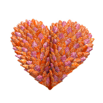 Orange and Pink Heart Brooch