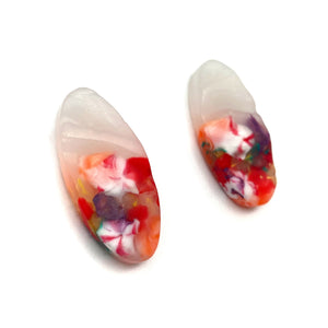 Orange and Red Small Oval Earrings-Earrings-Asami Watanabe-Pistachios