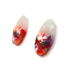 Orange and Red Small Oval Earrings-Earrings-Asami Watanabe-Pistachios