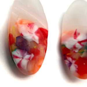 Orange and Red Small Oval Earrings-Earrings-Asami Watanabe-Pistachios