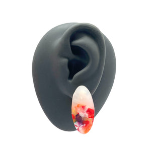 Orange and Red Small Oval Earrings-Earrings-Asami Watanabe-Pistachios