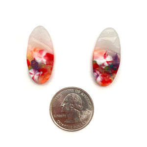 Orange and Red Small Oval Earrings-Earrings-Asami Watanabe-Pistachios