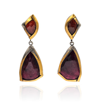 Orange and Wine Tiered Earrings