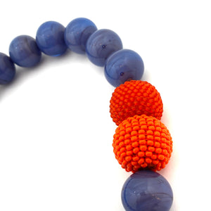Orange/Purple Glass Beaded Necklace-Necklaces-Monica Nesseler-Pistachios
