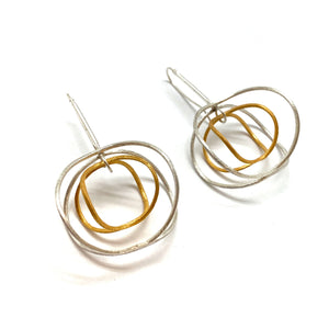 Orbital Hoop Drops - Silver/Gold-Earrings-Veronika Majewska-Pistachios