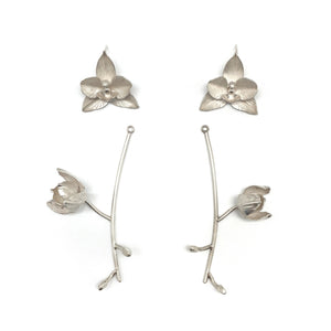 Orchid Earrings with Jackets-Earrings-Huiyu Chiu-Pistachios