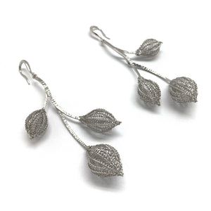 Organic Platinum Drop Earrings-Earrings-Sowon Joo-Pistachios