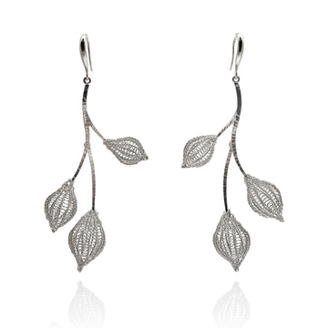 Organic Platinum Drop Earrings