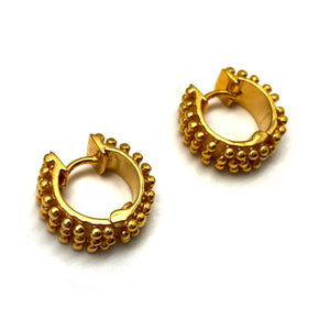 Ornate Gold Vermeil Huggies-Earrings-Erich Durrer-Pistachios