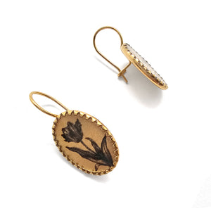 Oval Daffodil Earrings-Earrings-Anna Bankuti-Pistachios