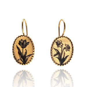 Oval Daffodil Earrings-Earrings-Anna Bankuti-Pistachios