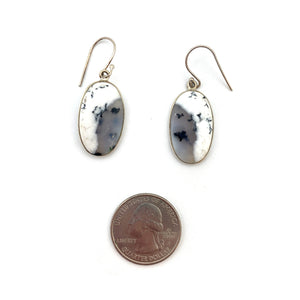 Oval Dendritic Agate Hook Earrings-Earrings-Susanne Kern-Pistachios