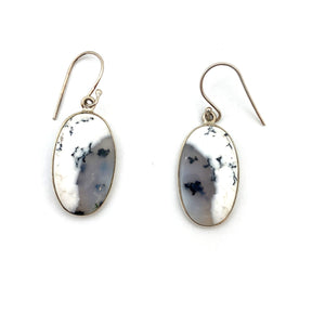Oval Dendritic Agate Hook Earrings-Earrings-Susanne Kern-Pistachios