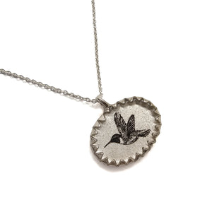 Oval Hummingbird Necklace-Necklaces-Anna Bankuti-Pistachios