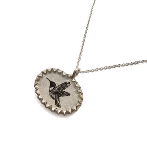 Oval Hummingbird Necklace-Necklaces-Anna Bankuti-Pistachios