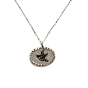 Oval Hummingbird Necklace-Necklaces-Anna Bankuti-Pistachios