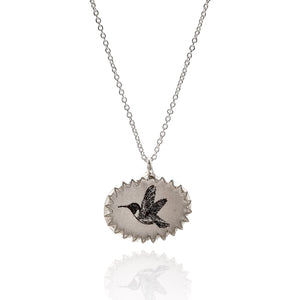 Oval Hummingbird Necklace-Necklaces-Anna Bankuti-Pistachios