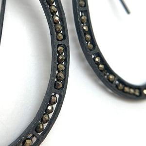 Oval Pyrite Earrings-Earrings-Heather Guidero-Pistachios