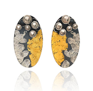 Oval Swirling Earrings-Earrings-So Young Park-Pistachios