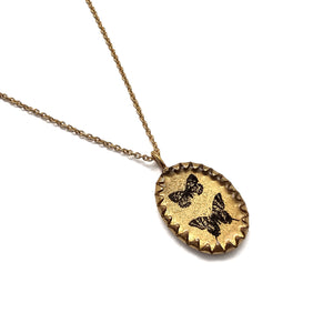 Oval Two Butterfly Necklace-Necklaces-Anna Bankuti-Pistachios