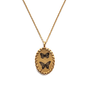Oval Two Butterfly Necklace-Necklaces-Anna Bankuti-Pistachios