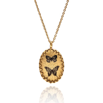 Oval Two Butterfly Necklace