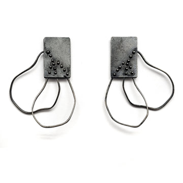 Oxidized Floral Geometric Earrings