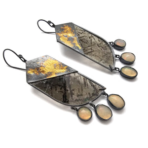 Oxidized Opal Dangle Earrings-Earrings-Danielle Cadef-Pistachios