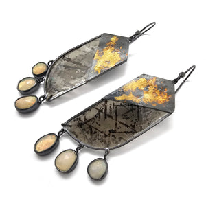 Oxidized Opal Dangle Earrings-Earrings-Danielle Cadef-Pistachios