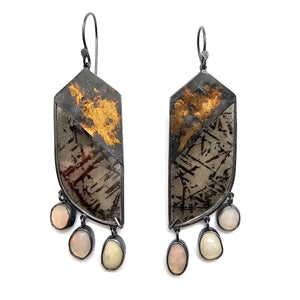 Oxidized Opal Dangle Earrings-Earrings-Danielle Cadef-Pistachios