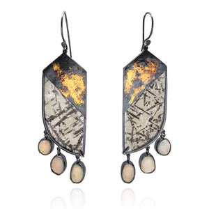 Oxidized Opal Dangle Earrings-Earrings-Danielle Cadef-Pistachios