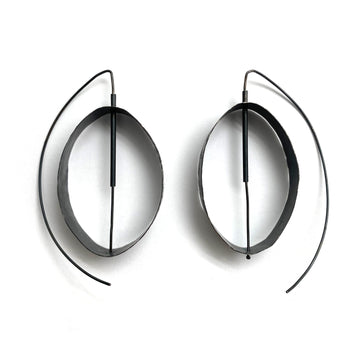 Oxidized Oval Earrings