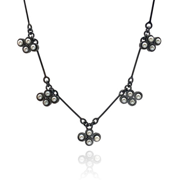 Oxidized Pearl Charm Necklace