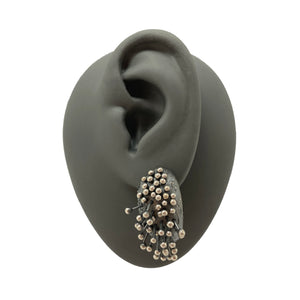 Oxidized Silver Huggie Earrings-Earrings-So Young Park-Pistachios