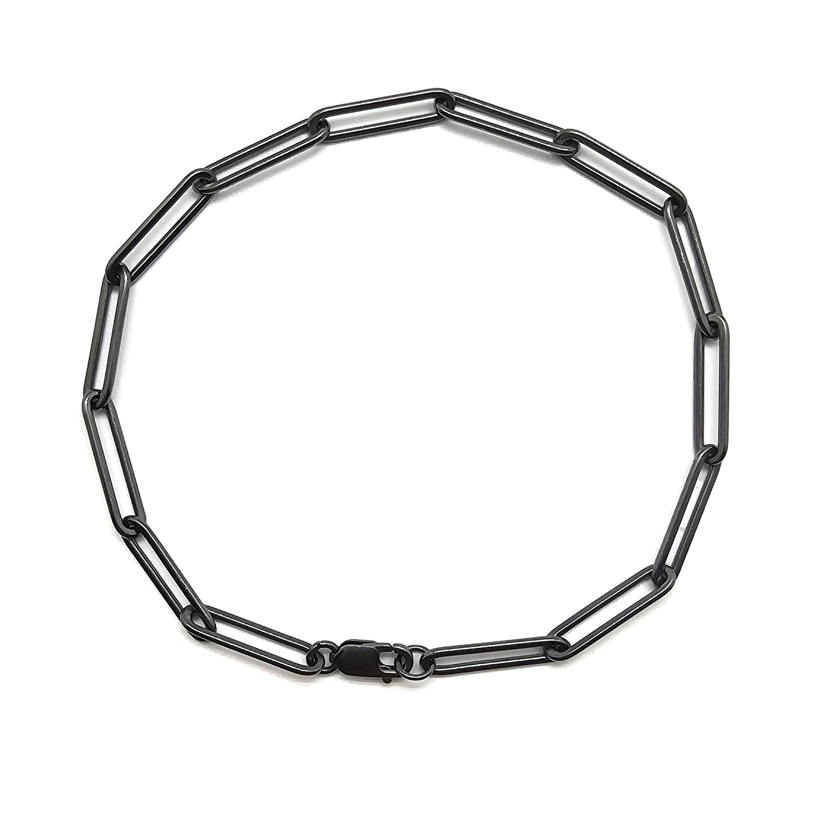 Oxidized Silver Paperclip Bracelet-Bracelets-Emily Rogstad-Pistachios
