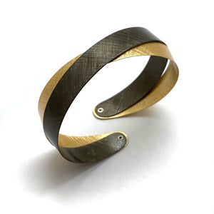 Oxidized Silver and Gold Coil Bracelet-Bracelets-Mariusz Fatyga-Pistachios