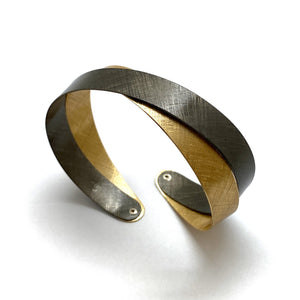 Oxidized Silver and Gold Coil Bracelet-Bracelets-Mariusz Fatyga-Pistachios