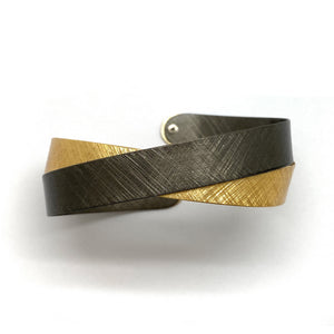 Oxidized Silver and Gold Coil Bracelet-Bracelets-Mariusz Fatyga-Pistachios