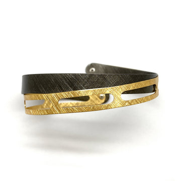Oxidized Silver and Gold Film Strip Bracelet