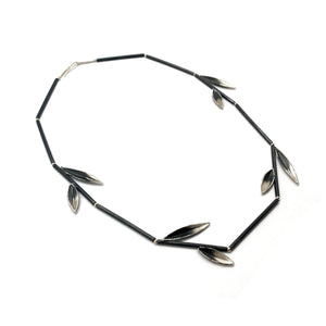 Oxidized Sterling Silver Leaf Necklace-Necklaces-Marcin Tyminski-Pistachios