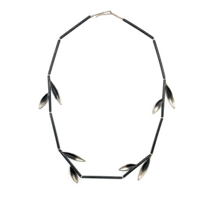 Oxidized Sterling Silver Leaf Necklace-Necklaces-Marcin Tyminski-Pistachios