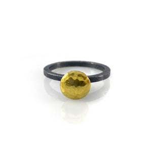 Oxidized Sterling Silver and 18k Gold Ring-Rings-Heather Guidero-Pistachios