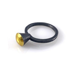 Oxidized Sterling Silver and 18k Gold Ring-Rings-Heather Guidero-Pistachios