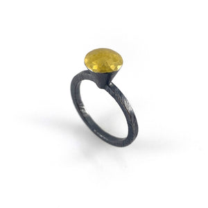 Oxidized Sterling Silver and 18k Gold Ring-Rings-Heather Guidero-Pistachios