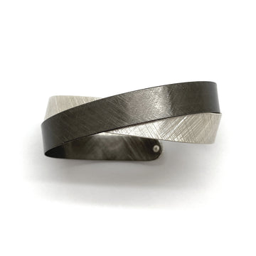 Oxidized and Bright Silver Coil Bracelet