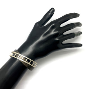 Oxidized and Bright Silver Film Strip Bracelet-Bracelets-Mariusz Fatyga-Pistachios