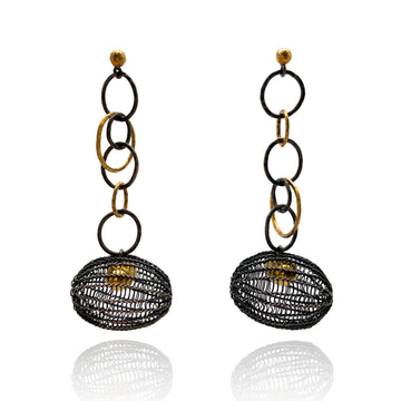 Oxidized and Gold Cage Link Drops