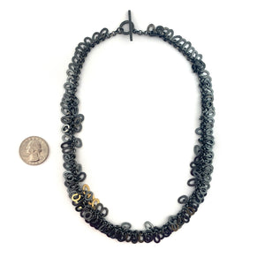 Oxidized and Gold Fringe Necklace-Necklaces-Elisa Bongfeldt-Pistachios