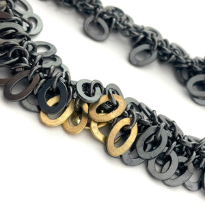 Oxidized and Gold Fringe Necklace-Necklaces-Elisa Bongfeldt-Pistachios