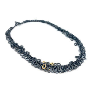 Oxidized and Gold Fringe Necklace-Necklaces-Elisa Bongfeldt-Pistachios